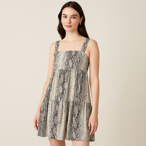 Lavender Brown Snake Print Georgette Dress – L – NWT – $186 Retail - Picture 1 of 6